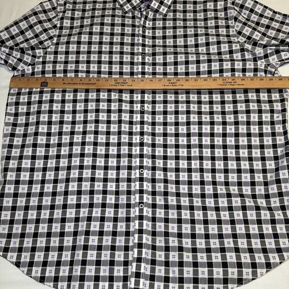 Robert Graham Black White Check Flip Cuff Contrast Button Shirt Mens Sz 3XL EUC - Picture 6 of 14